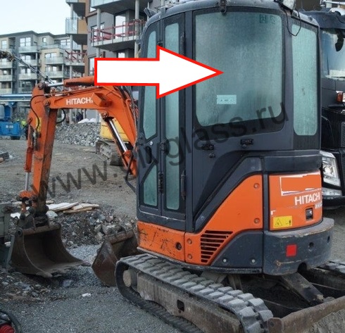 Экскаватор HITACHI ZX 22U/27U/30U/40U/50U - Стекло кузовное заднее левое (триплекс), размер 850 мм * 685 мм
